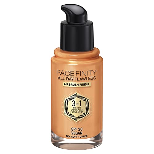 Max Factor Facefinity 3-in-1 All Day Flawless Liquid Foundation, SPF 20-84 Soft Toffee, 30 ml