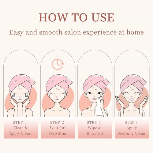 Painless Face Hair Removal Cream Kit with Post-Care Calming Cream for Women, Flawless Facial Depilatory Cream for Chin Upper Lip Sensitive Skin 4 Min Hair Removal At Home w/Spatula, 2.37 fl.oz