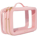Millennial Pink Large Clear Makeup Bag for Women with Zipper Organizer - Travel & Cosmetic Case