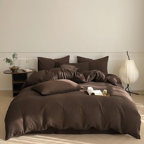 King Size Brown Comforter Set - Soft Microfiber Mocha Bedding, 3 Pieces
