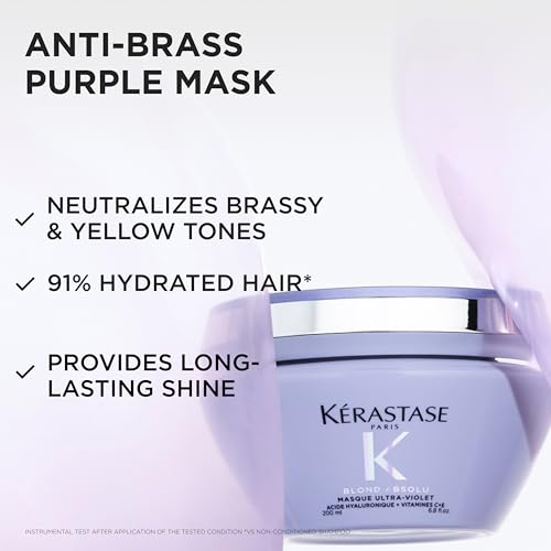 Purple Hair Mask for Blonde & Lightened Hair - Neutralizes Brassiness & Nourishes, 6.8 Fl Oz