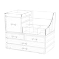 Cq Acrylic 2-Pack Clear Makeup Organizer with 5 Stackable Drawers & Top Holder