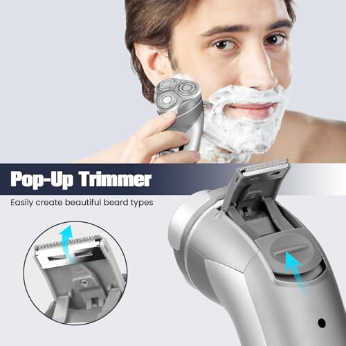 Electric Razor for Men Gray - 4D Floating Head, LCD Display, Waterproof & Fast Charging