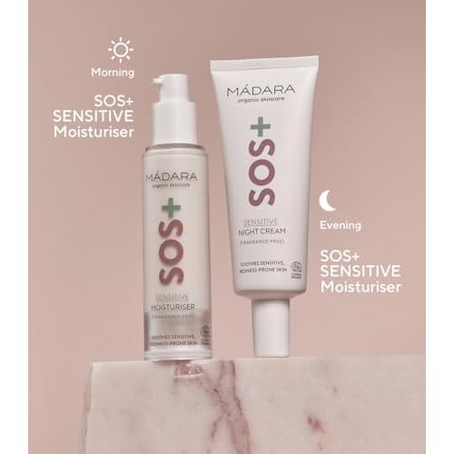Madara Organic Skincare | SOS+ SENSITIVE Night Cream, ? Calming moisture for sensitive, reactive and redness-prone complexions, Dermatologically proven to soothe redness, Fragrance and colourant-free