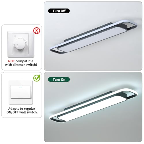 Modern LED Ceiling Light 39 Inch Flush Mount Fixture, Cool White - Long Ring Variation