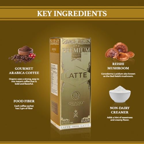 Organic Gourmet Cafe Latte Pack – 2 Boxes, 40 Sachets with Certified Ganoderma Lucidum