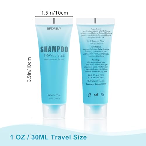 Bulk Travel Size Shampoo Pack - 100 Individual 1oz Bottles with White Tea Scent