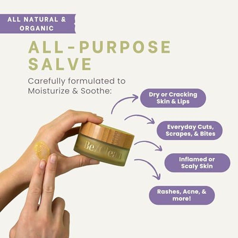Be/Clean All-Natural Salve for Skin | Multipurpose Herbal Moisturizing Ointment | Soothe Cuts, Rash, Bite, Dry Skin, Acne, Eczema & More | Plant-Based Body & Hand Cream Alternative