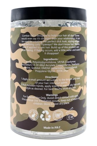 Combat Gel Extreme Hold Hair Gel 1000ML Unscented - Alcohol-Free, Cruelty-Free, Defines Curls & Edges