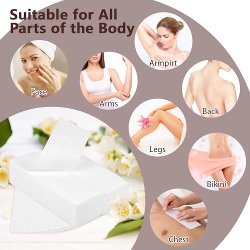 250 Pcs Large Non Woven Wax Strips for Hair Removal, 7.8''x 2.75'' Waxing Strips, Body and Facial Waxing Paper without Wax, Soft and Skin-friendly, for Face, Arms, Armpit, Chest, Back, Bikini, Leg
