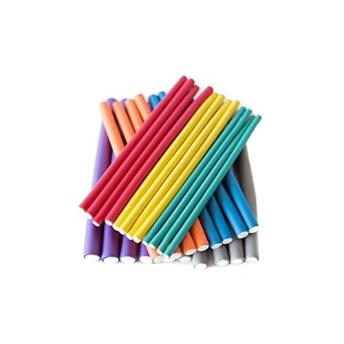 Diane Twist-Flex Rods ? Pack of 42 Assorted Hair Rollers for Women and Girls ? Reusable Zip Pouch for Storage - Small, Medium, Large ? Purple, Gray, Orange, Blue, Red, Yellow, Green ? DTV1
