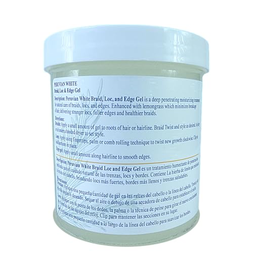 Peruvian White Extra Hold Braid, Loc & Edge Gel - Rosemary, 16 oz