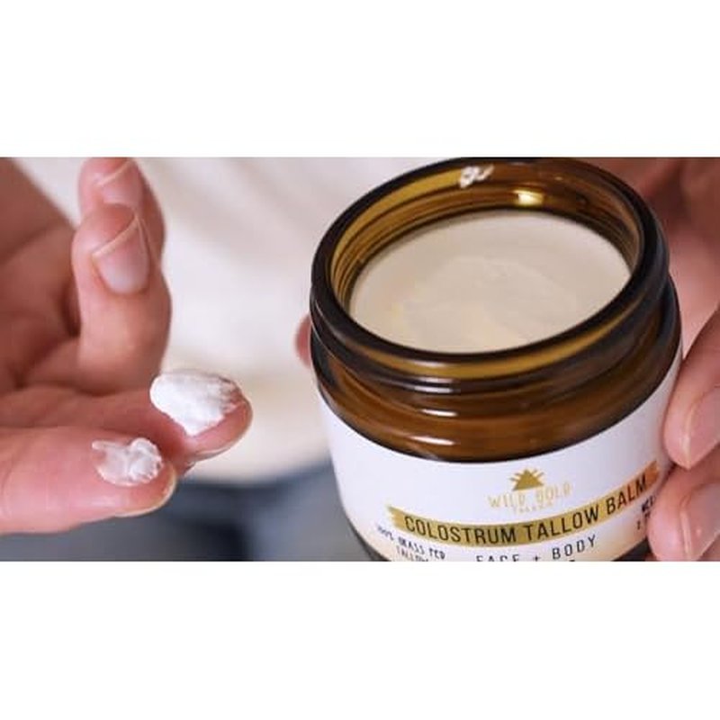 100% Grass Fed Tallow Balm with Colostrum & Emu Oil - Handmade Whipped Beef Tallow for Face and Body, Sensitive Skin Tallow Moisturizer made with True First Colostrum, (Unscented)