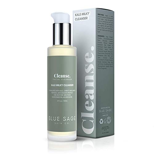 Blue Sage Kale & Green Tea Facial Cleanser for All Skin Types – Anti-Aging & Pollution Protection