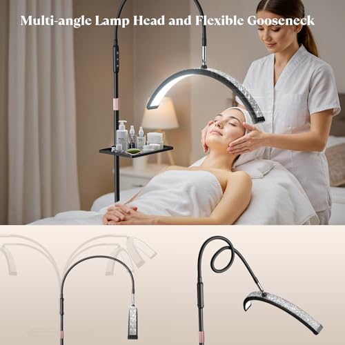 Mznoo Black Half Moon Lash Light with Diamond Design, Adjustable Brightness & Tool Tray