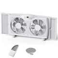 Shinic Twin Window Fan with Reversible Airflow, Thermostat & 3 Speeds