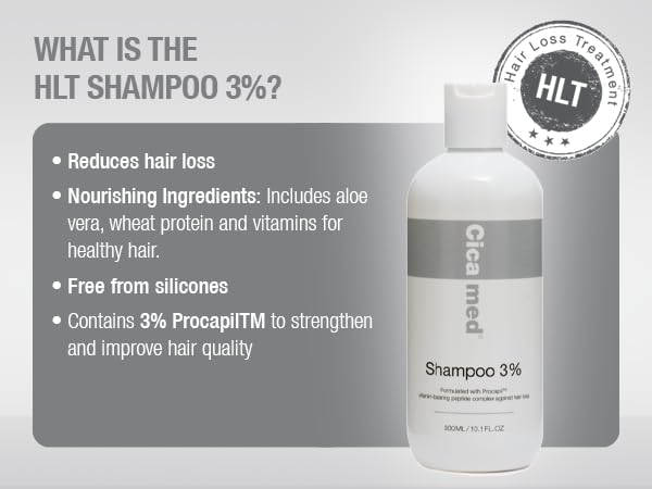 Hair Loss Treatment Shampoo 3% - Sulfate & Silicone Free for Thicker Hair