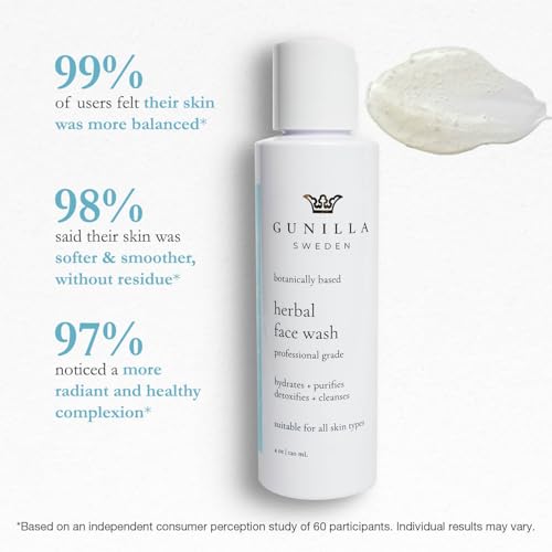 GUNILLA Herbal Face Wash - Gentle Botanical Cream Cleanser, Vegan, 4 oz - Pack of 1