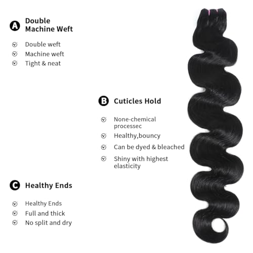 Black 18 Inch 15A Raw Human Hair Bundles Body Wave Virgin Indian Hair