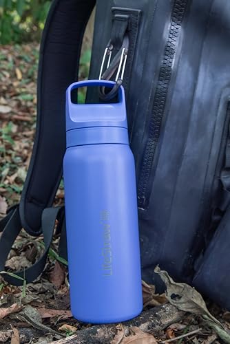 LifeStraw Go Series Insulated Steel Water Filter Bottle 24 oz - Thistle Purple