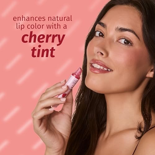 Hempz Cherry Tinted Lip Balm, hydrating gloss for dry cracked lips, Dark Red Cherries, .44 fl.oz.