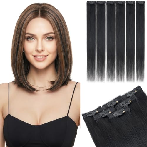 6PCS Clips In Short Hair Extensions Real Human 10 Inch #01