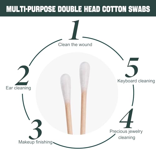 500 Pack Cotton Swabs, Individually Wrapped – 4pcs per Bag, HQSLsund