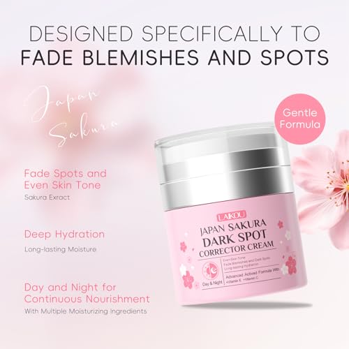 LAIKOU Japan Sakura Dark Spot Remover Face Cream 2pcs, Brightening & Even Skin Tone