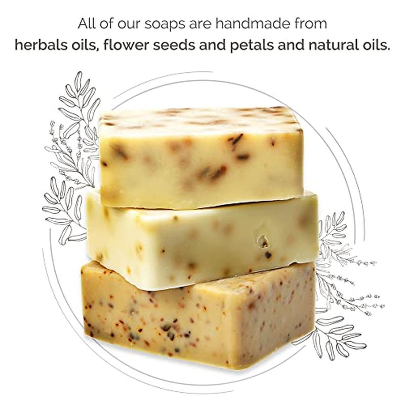 All Natural Set of Soap Bars, Rose, Lavender, Olive Oil with Wooden Soap Dish, Assortment of Natural Hand-Made Soaps, Made in Europe