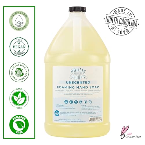 Adams Handmade Unscented Castile Foaming Liquid Hand Soap Refill 1 Gallon