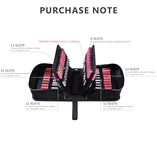 ROWNYEON Lipstick Organizer Case Lipstick Holder Portable Lipstick Bag Travel Makeup Bag Cosmetic Case Large Capacity Lipstick Carrying Case Makeup Artist Lip Gloss Storage Bag