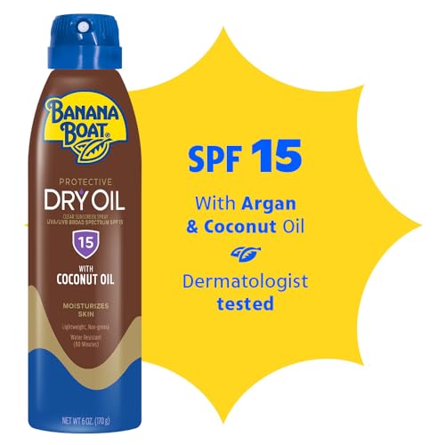 Banana Boat SPF 15 Dry Tanning Oil Spray 6 oz Pack of 3 - Water-Resistant, Argan Oil Formula