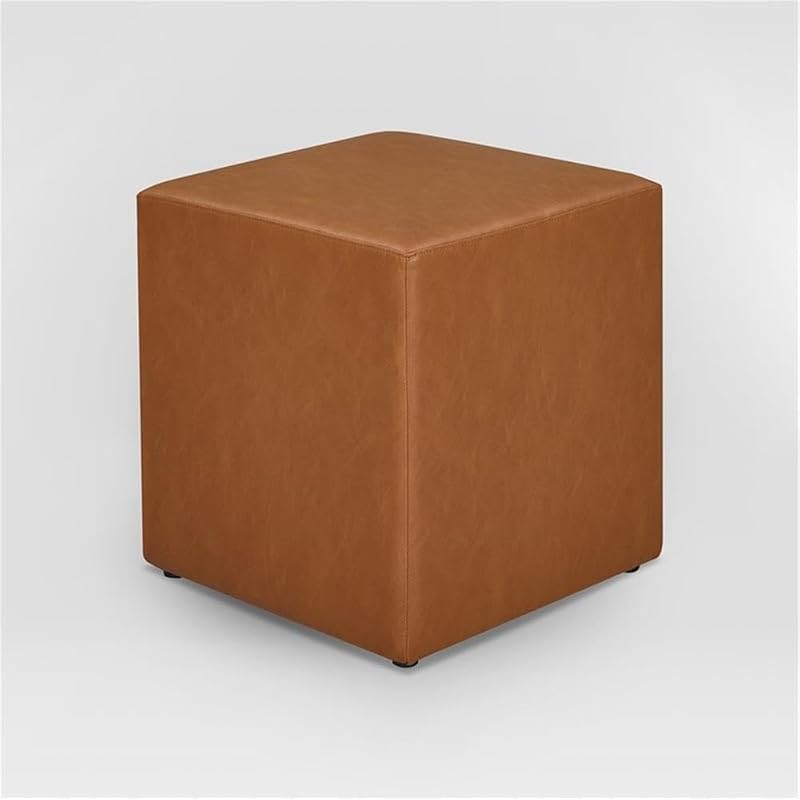 Warren 18-Inch Cube Ottoman with Vegan Leather - Carmel (Variation: Caramel)