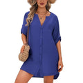Ekouaer Bathing Suit Cover Up for Women V Neck Button Down Swimsuit Coverup Beach Dress Shirt S-3XL