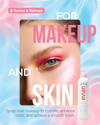BRUMISATEUR Evian Facial Spray 10.1oz Hydrating Mineral Water Mist for Face & Skin — Refresh & Set Makeup