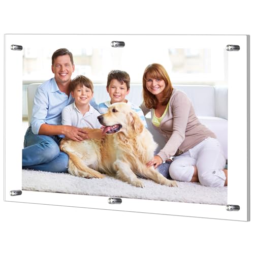 DoubleFill Frameless Acrylic Floating Picture Frame 18x24 Inches