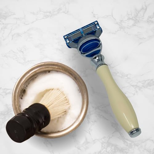 G.B.S Ivory 5-Blade Safety Razor with Ergonomic Handle - Classic Wet Shave