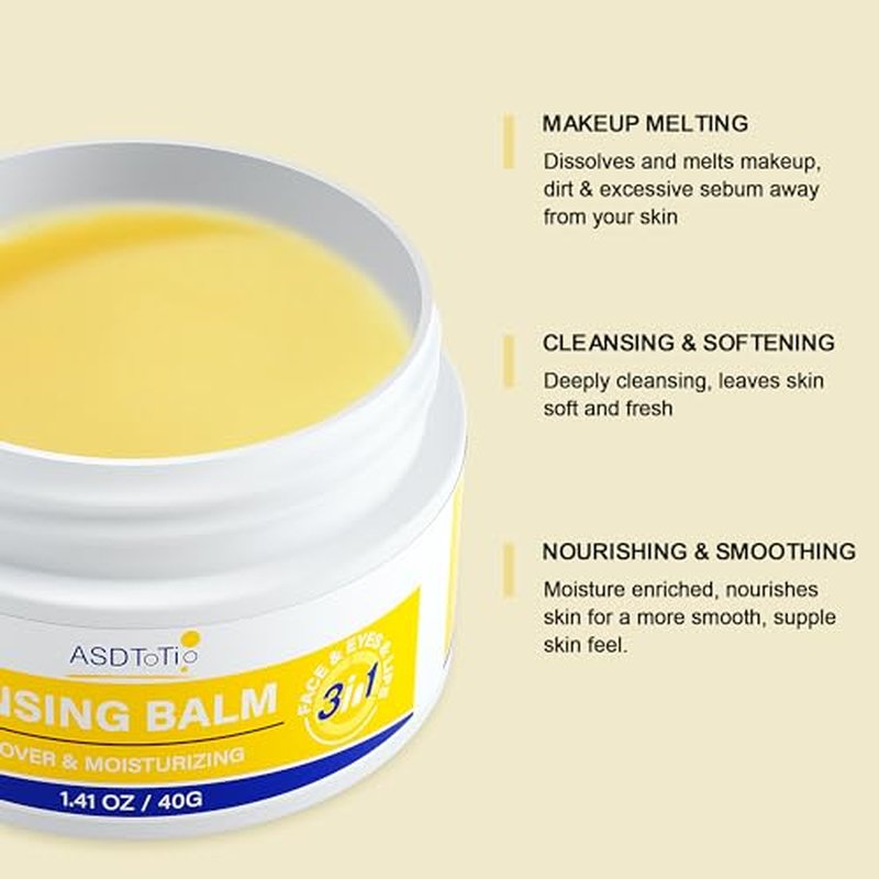 3 in 1 Cleansing Balm- Eye Face Lip Cleansing Balm Makeup Remover,Natural Gentle, Deep Cleaning, Made for All Skin Types