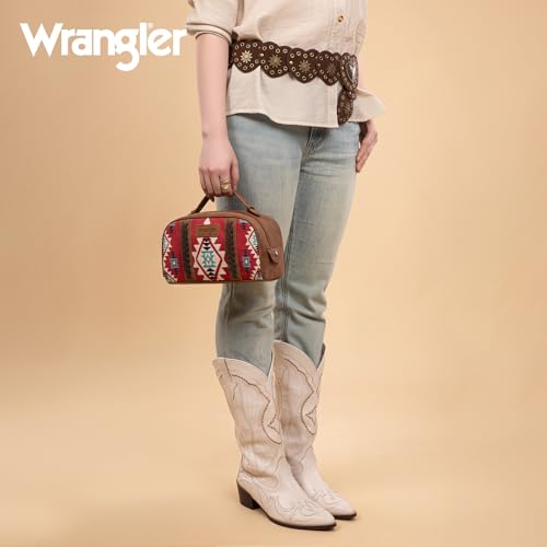 Wrangler Makeup Bag Western Travel Cosmetic Bag for Women D-Red
