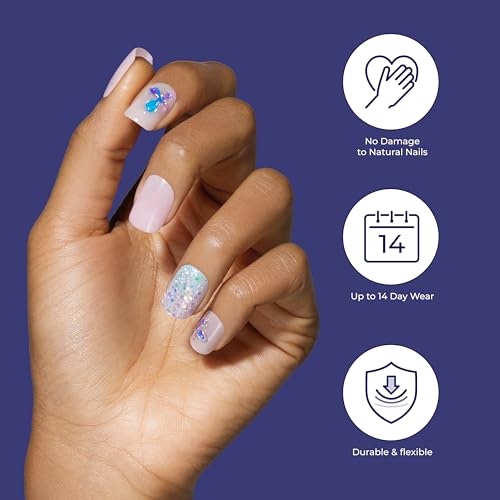 KISS Gel Fantasy, Press On Nails, Nail glue included, 'Dial Me', Gray, Short Size, Oval Shape, Includes 28 Nails, 2g glue, 1 Manicure Stick, 1 Mini File