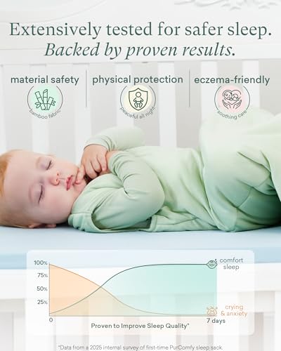 PurComfy Bamboo Viscose Sleep Sack for Babies 1.0 TOG - Slate & Sage, 6-15 Months
