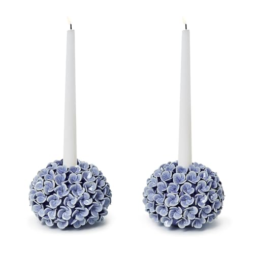 Hydrangea Bud Vase Set - Decorative Ceramic Flower Holders and Candle Holders