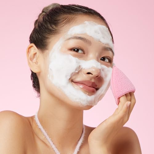 APRILSKIN Pink Aloe Facial Polish Cleanser with Heart-Shaped Plush Facial Cleansing Sponge