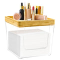 Acrylic & Bamboo Face Towel Holder Box - Large Bathroom Tissue Dispenser