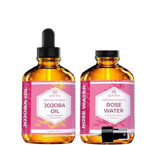 Jojoba Oil and Rose Water Facial Toner Set for Skin & Hair - 4 oz Each