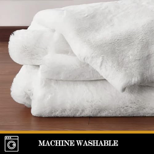 Latepis 5' x 7' White Faux Fur Rug Washable Fluffy Shag Rug for Living Room Bedroom Nursery