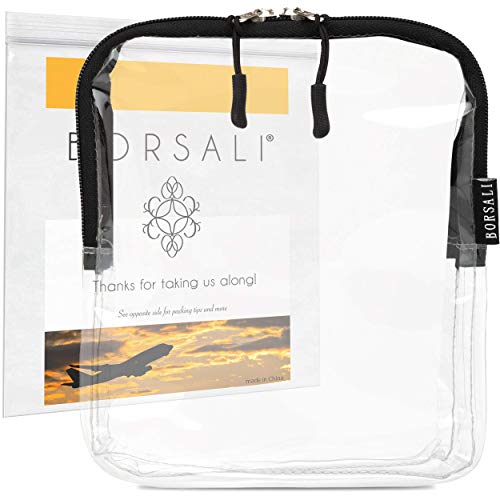 TSA Approved Clear Toiletry Bag Set of Three Colors. Breeze Through Security, Access Items Fast and Organize Travel items by Color