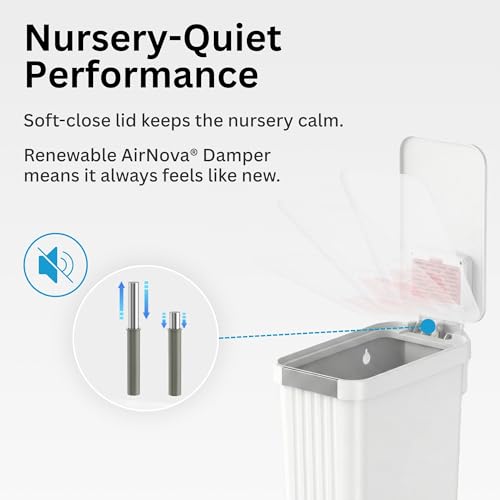 White 13 Gallon Step Diaper Pail with Odor Filter & Large Capacity – No Refills Needed