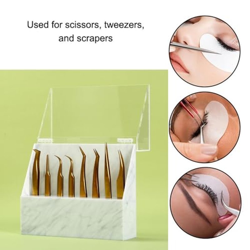 8 Holes Tweezers Holder, Acrylic Rack Storage Eyelash Extension Tools with Dust Cover Tweezer Display Stand Holder Eyelash Extension Supplies Acrylic Display Stand Tool Salon