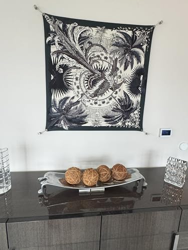 Stainless Steel Hanging System for Scarves & Artwork with Magnetic Hooks - Brushed Finish
